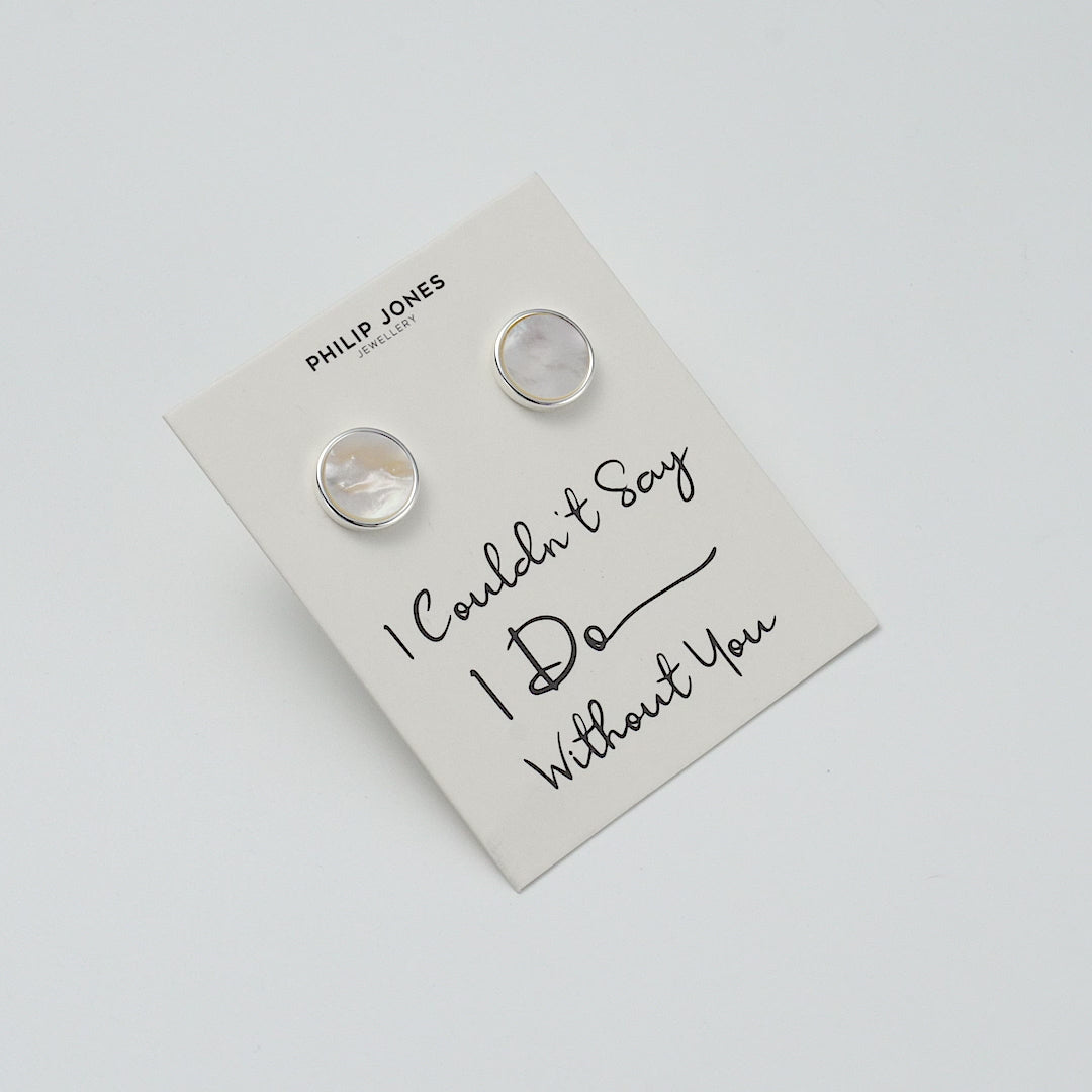 Men's I Couldn't Say I Do Without You Mother of Pearl Gemstone Cufflinks