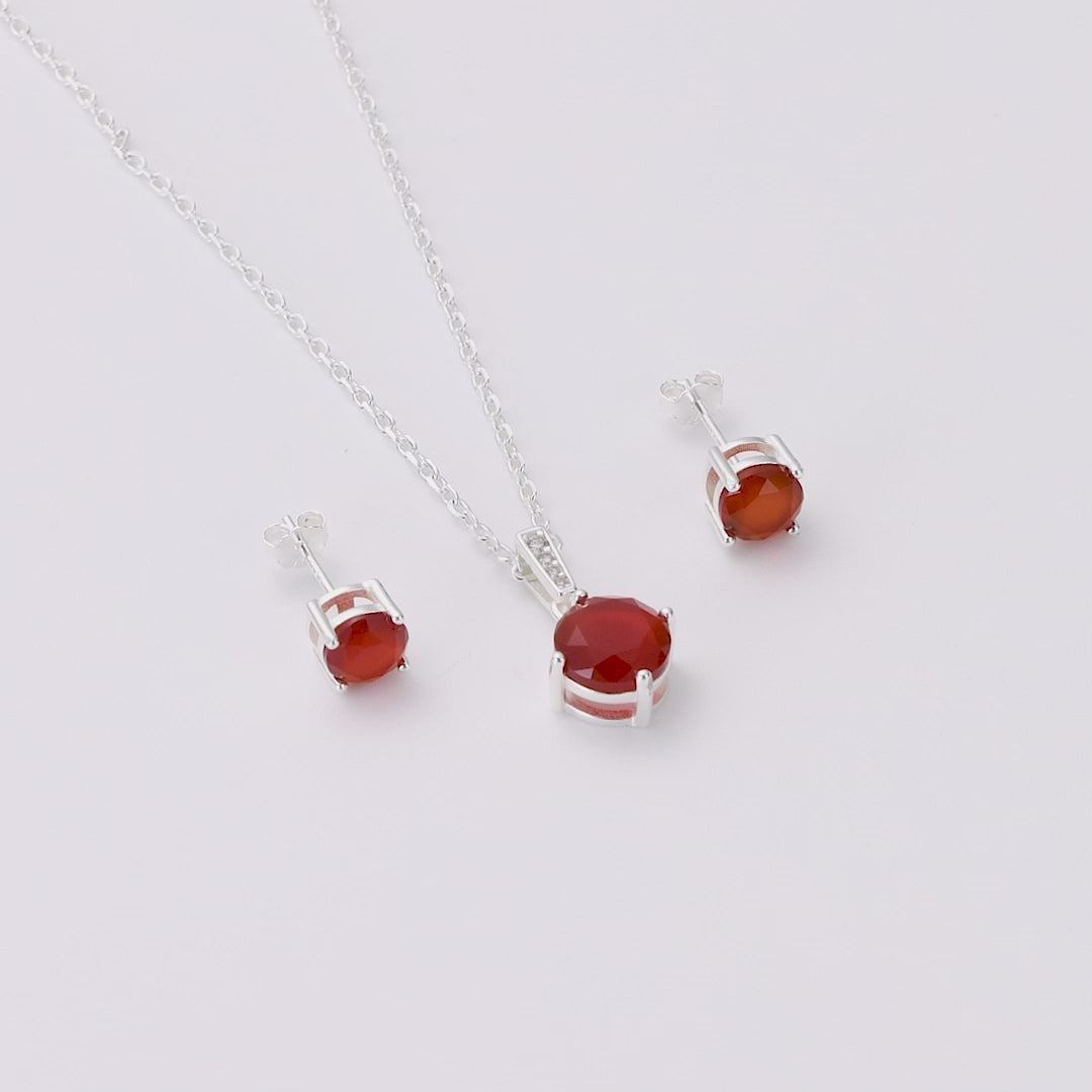 Sterling Silver Carnelian Gemstone Set