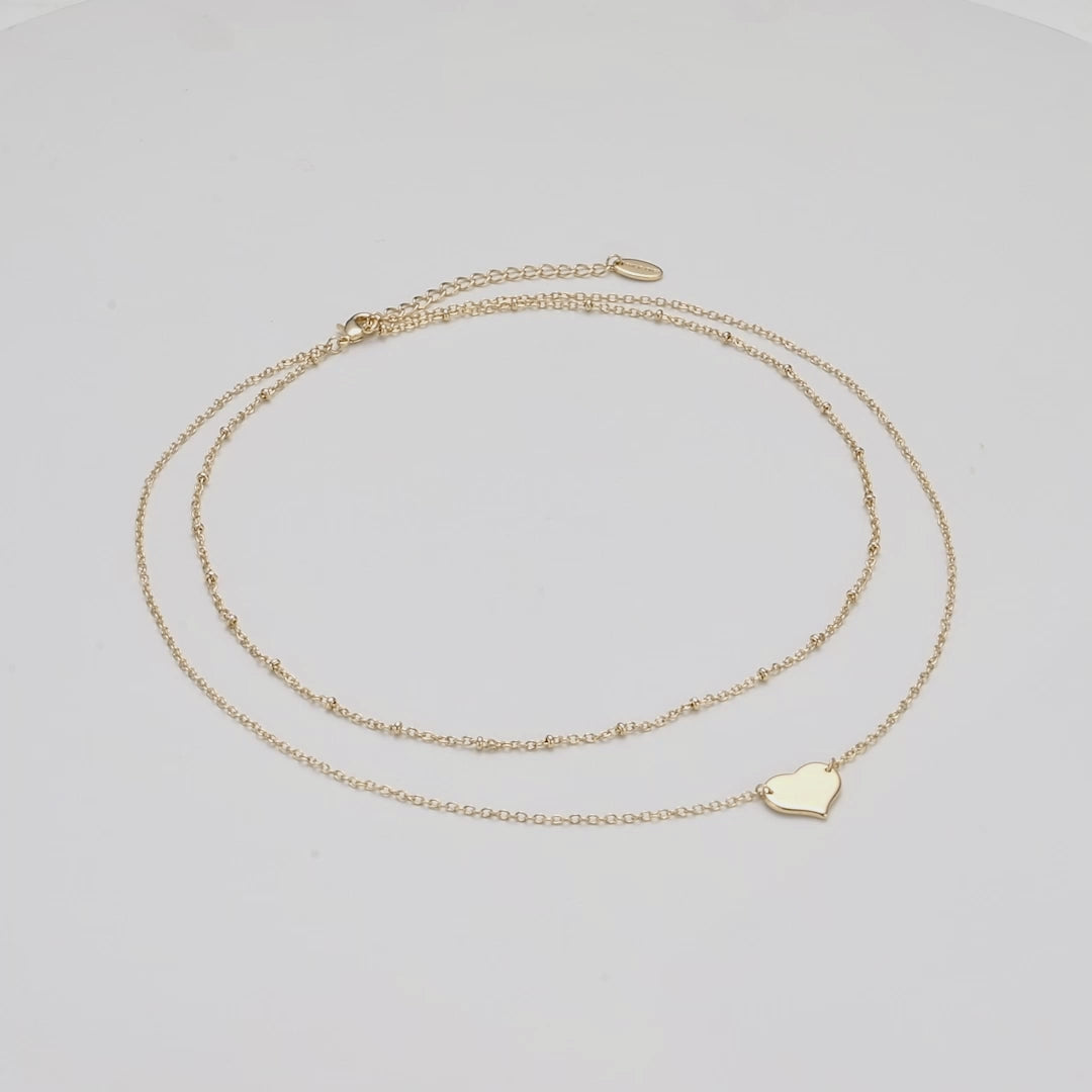 Gold Plated Double Layered Heart Necklace Video