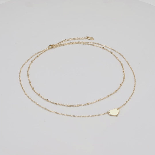 Gold Plated Double Layered Heart Necklace Video