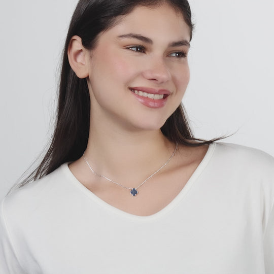 Lapis Gemstone Clover Necklace