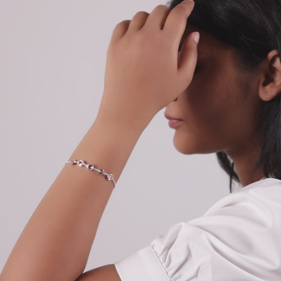 Pink Crystal Chain Bracelet Created with Zircondia® Crystals