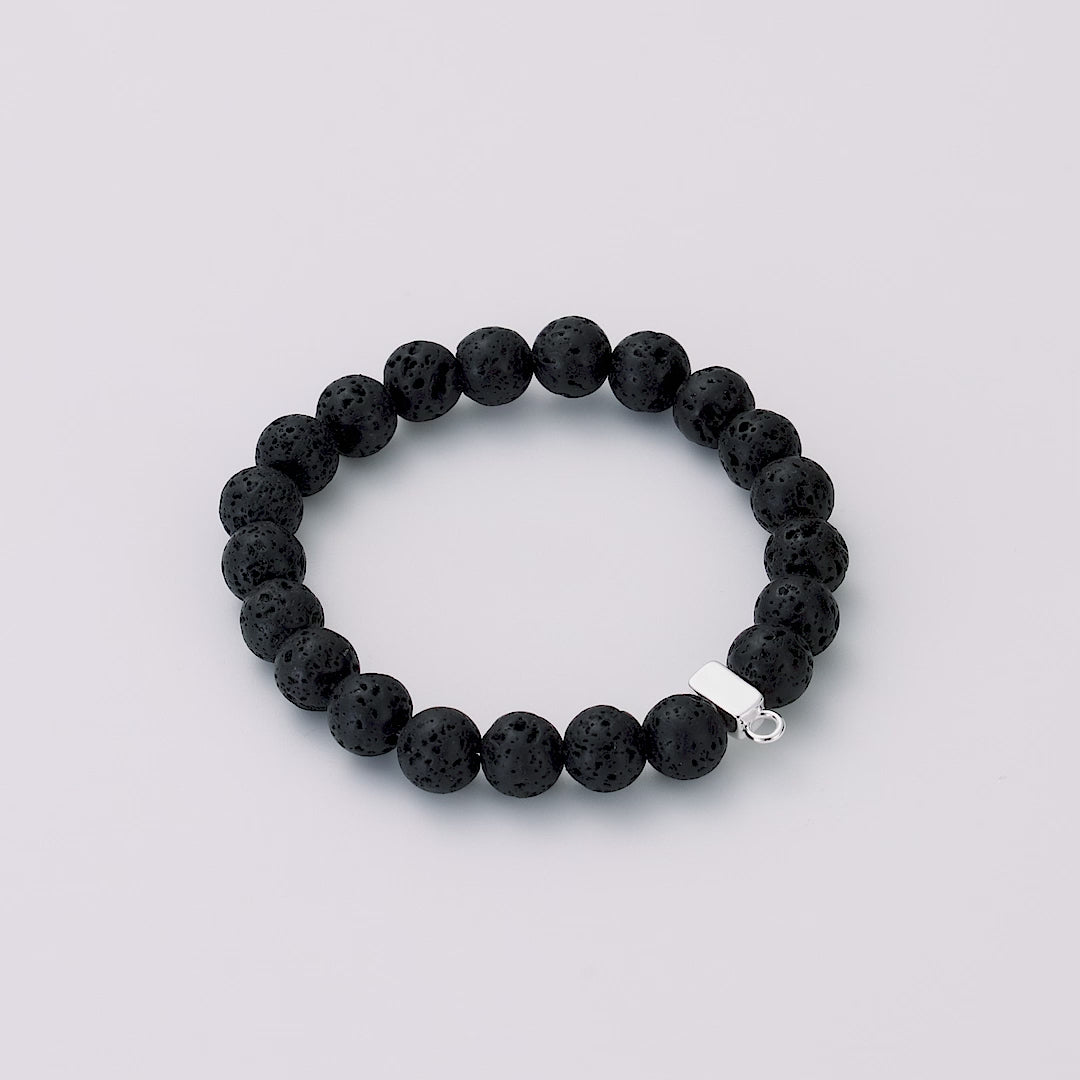 Lava Rock Gemstone Charm Stretch Bracelet