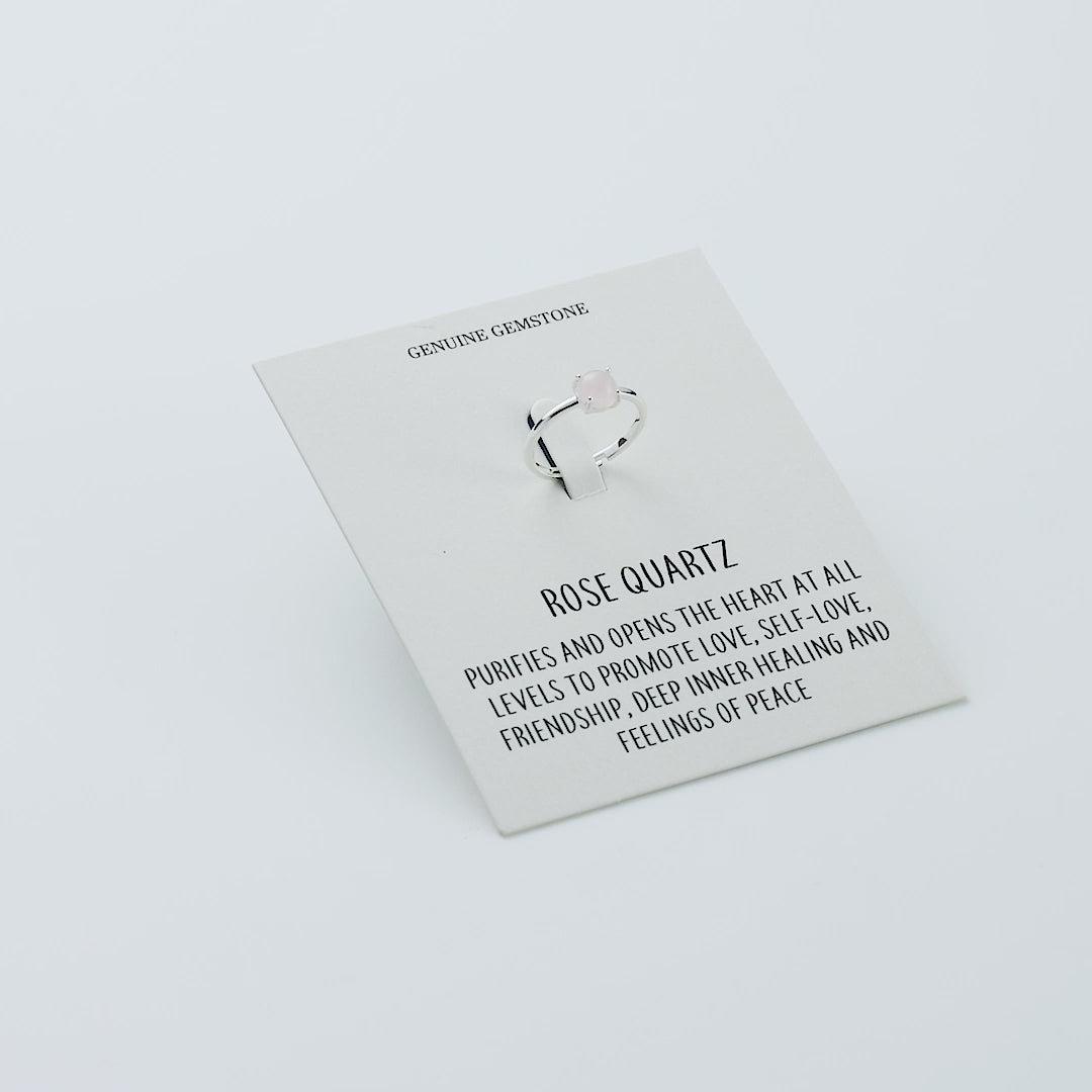 Rose Quartz Adjustable Ring with Quote Card