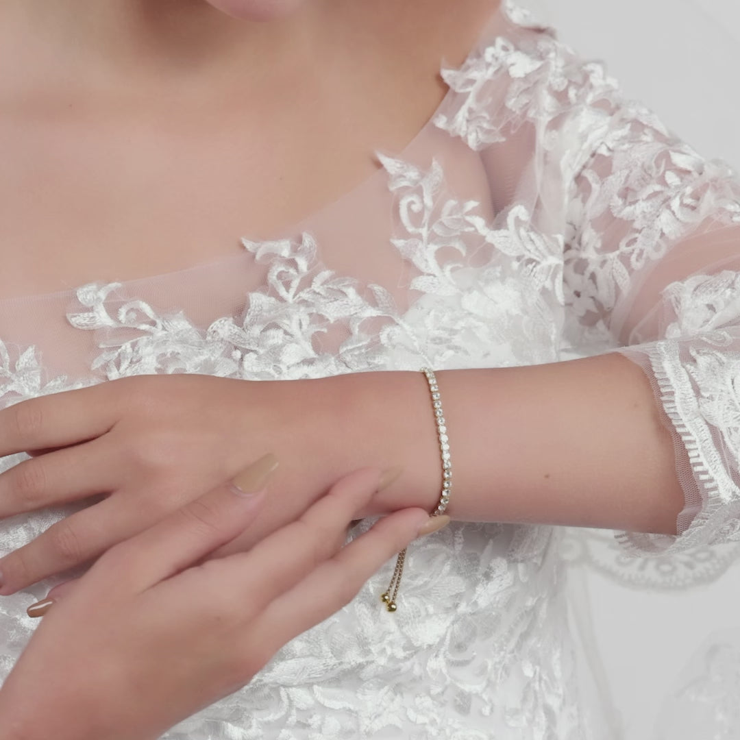 Gold Plated I Couldn't Say I Do Without You Solitaire Friendship Bracelet Created with Zircondia® Crystals