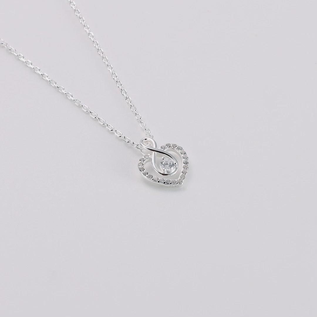 Sterling Silver Infinity Heart Necklace Created with Zircondia® Crystals