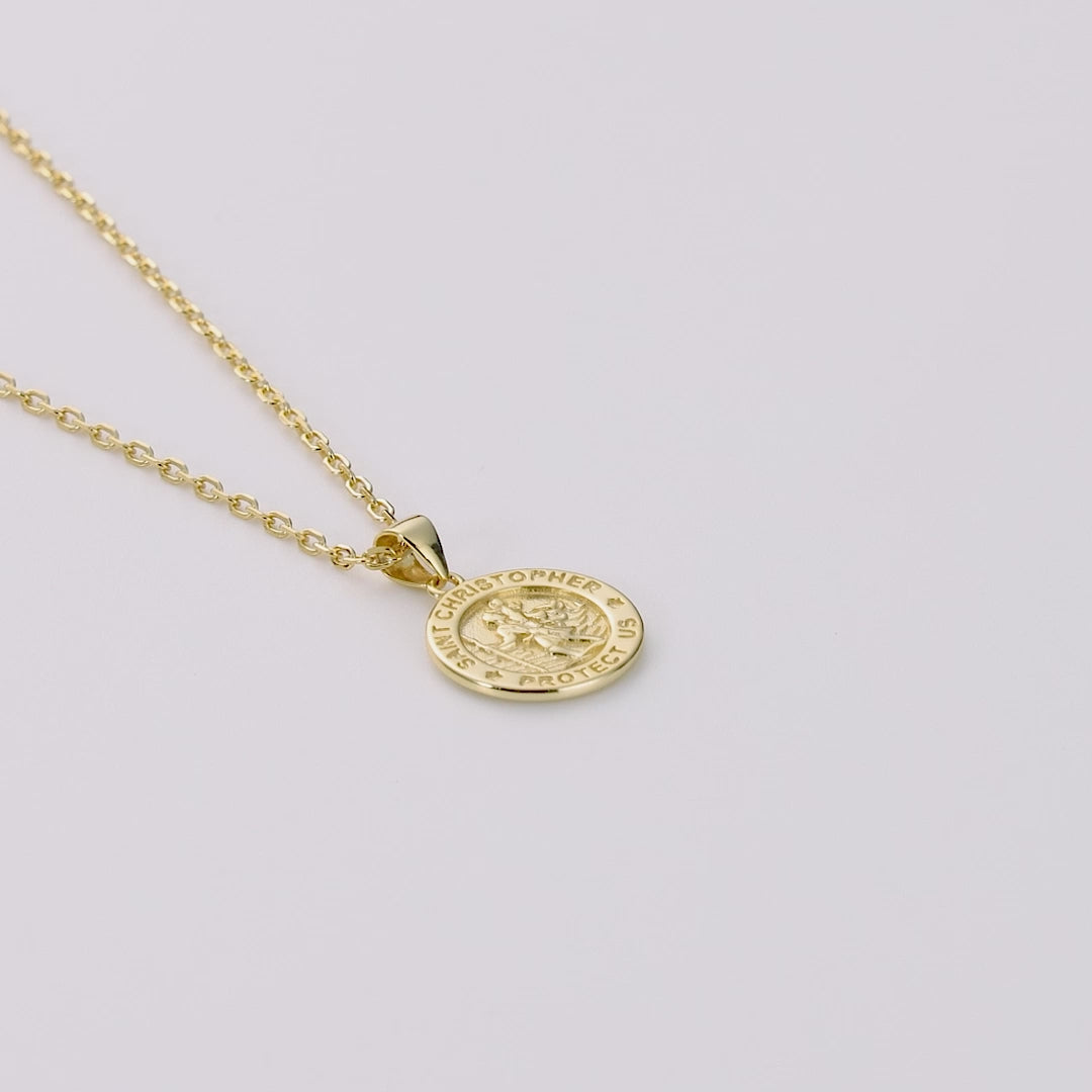 Gold Plated Sterling Silver St Christopher Necklace