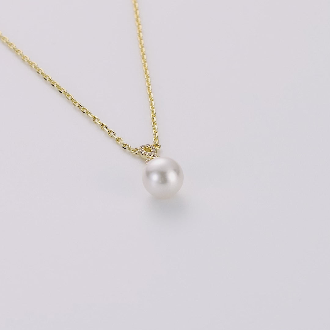 Gold Plated Infinity Pearl Drop Necklace Created with Zircondia® Crystals