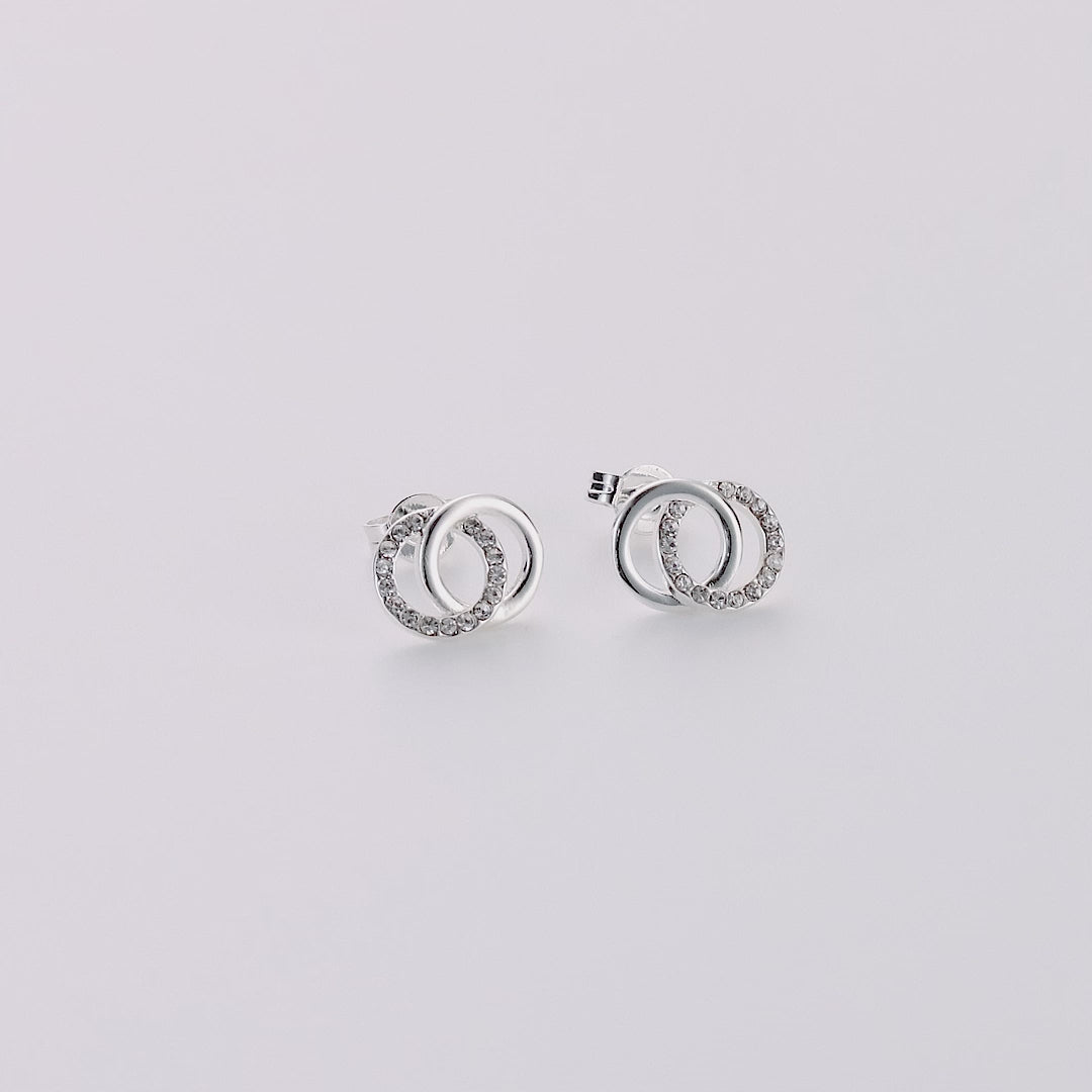 Silver Plated Circle Link Earrings Created with Zircondia® Crystals