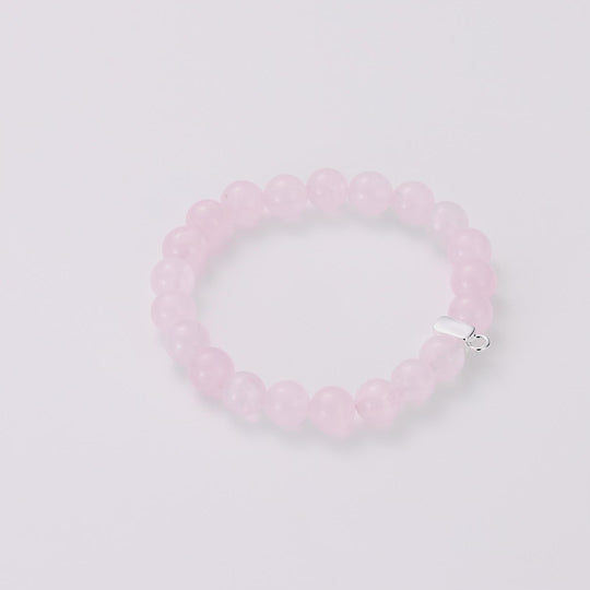 Rose Quartz Gemstone Stretch Bracelet with Charm Created with Zircondia® Crystals