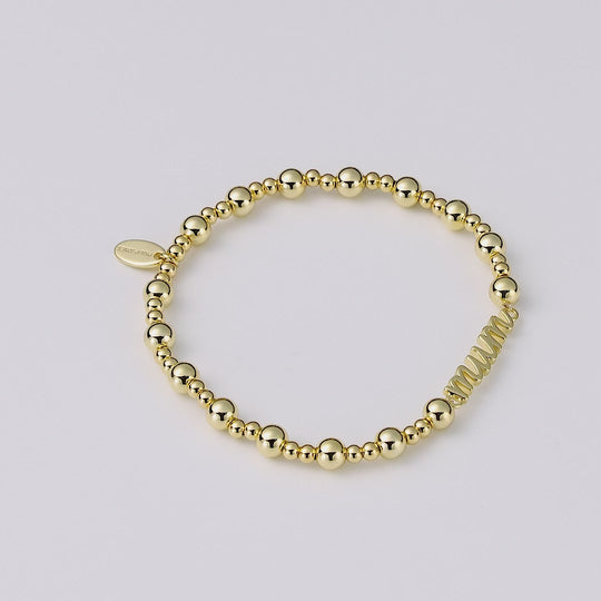 18k Gold Plated Mum Beaded Stretch Bracelet