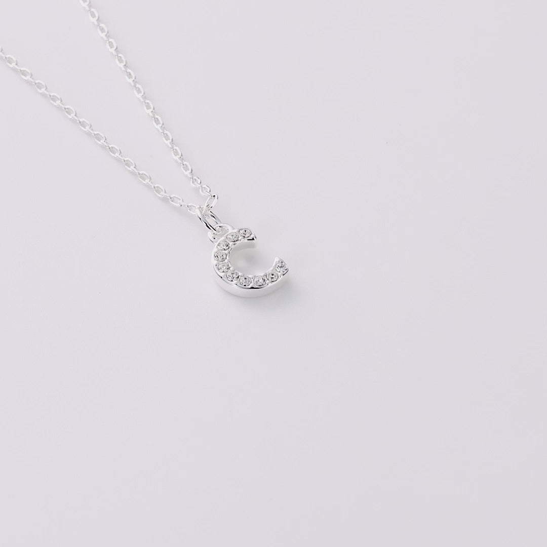 Pave Initial Necklace Letter C Created with Zircondia® Crystals