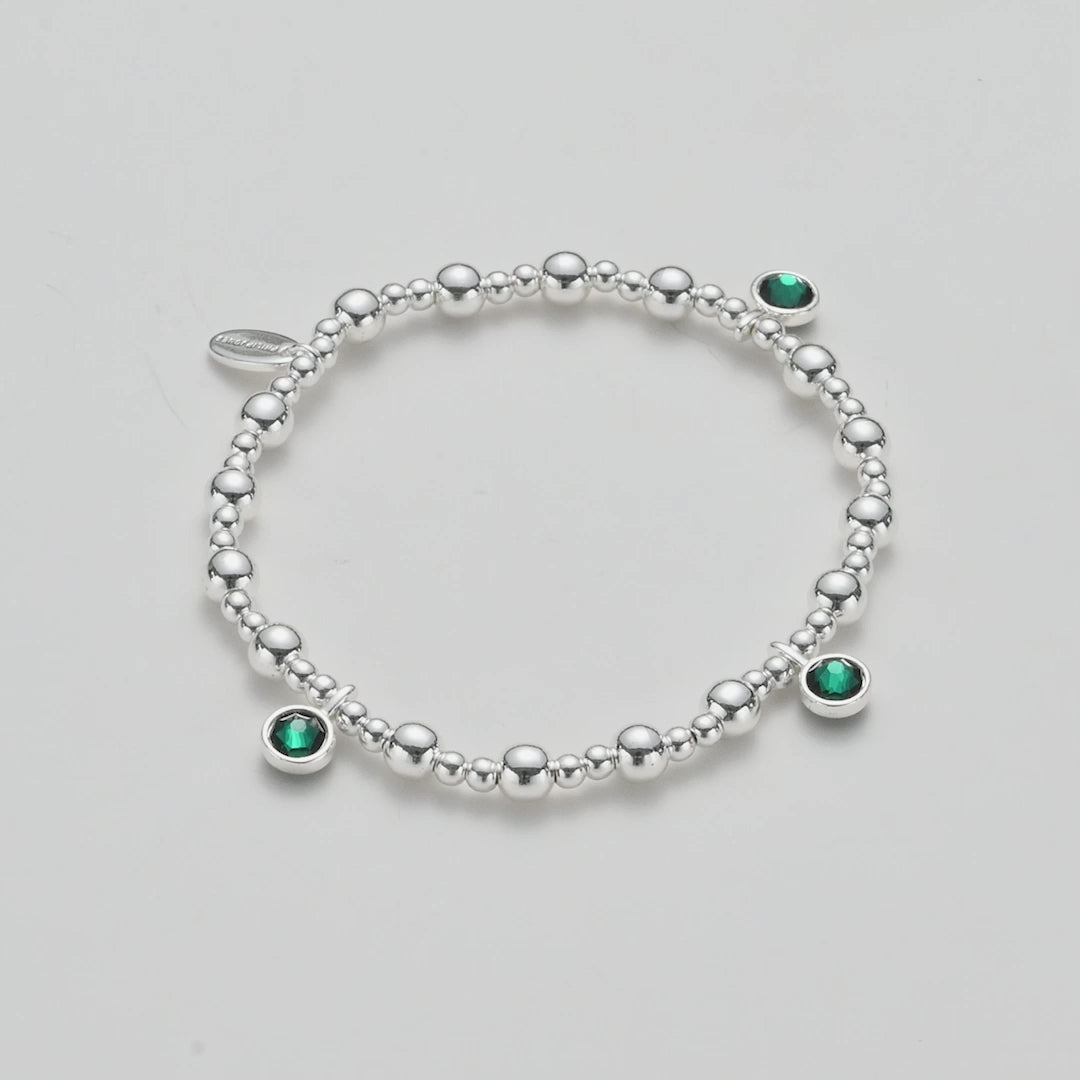 May (Emerald) Birthstone Stretch Charm Bracelet with Quote Gift Box Video