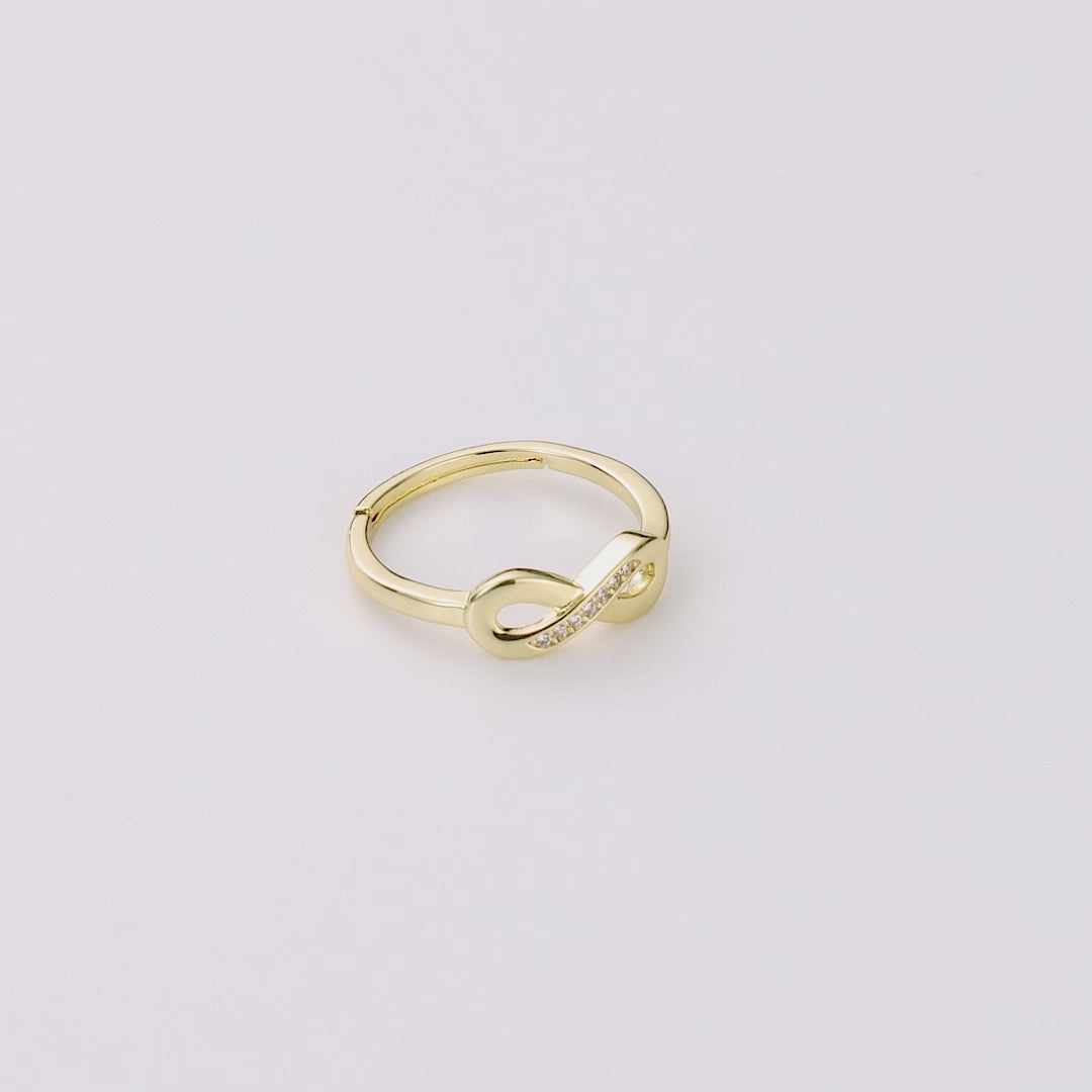 Gold Plated Infinity Ring Created with Zircondia® Crystals