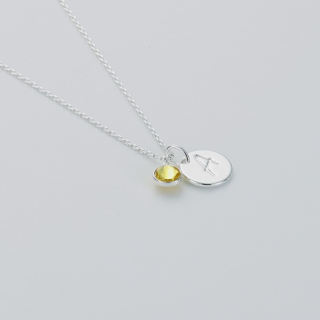 November Initial Birthstone Necklace Created with Zircondia® Crystals