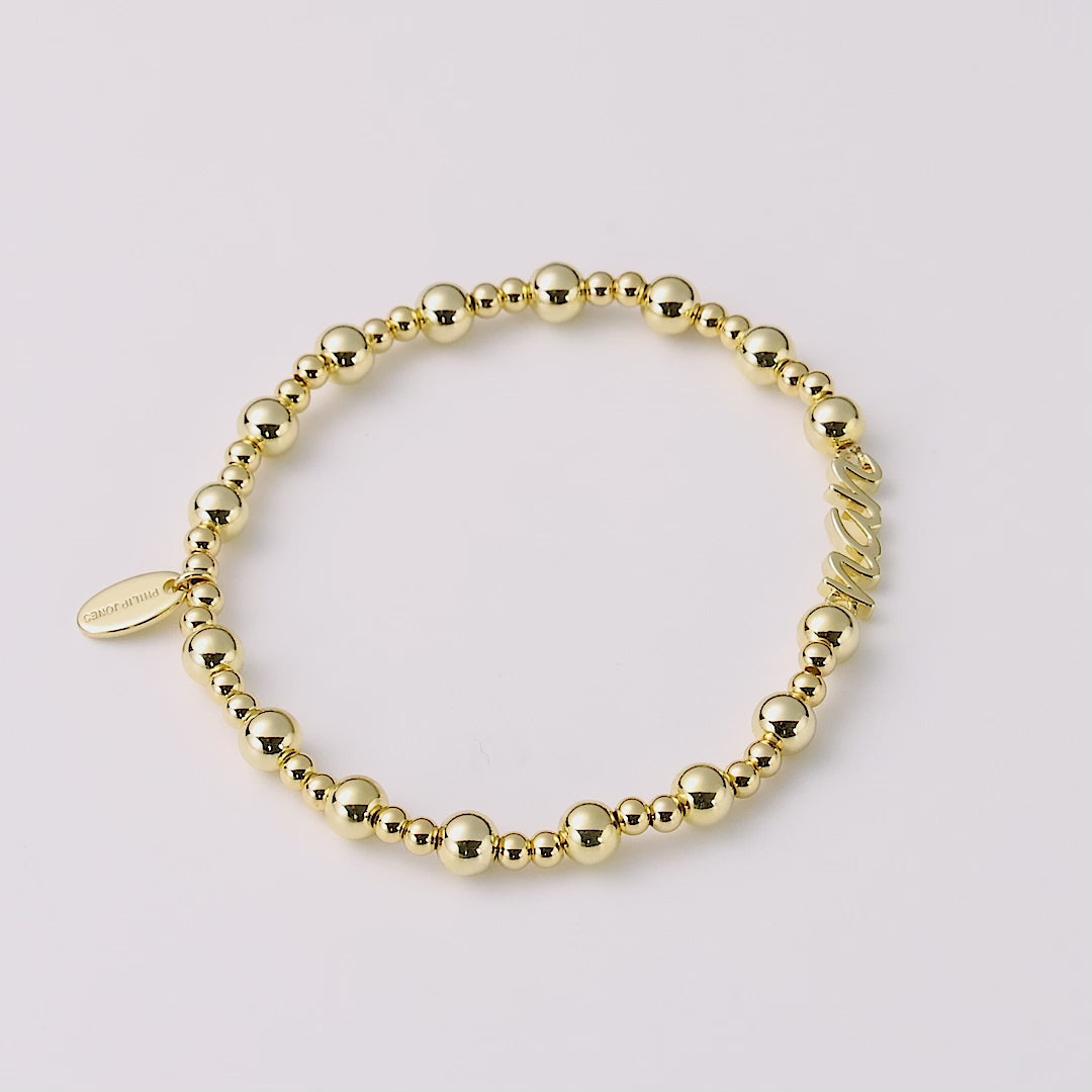 18k Gold Plated Nan Beaded Stretch Bracelet