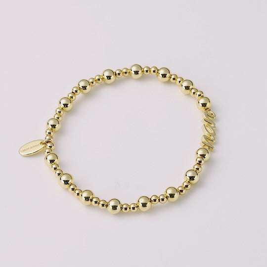 18k Gold Plated Nan Beaded Stretch Bracelet