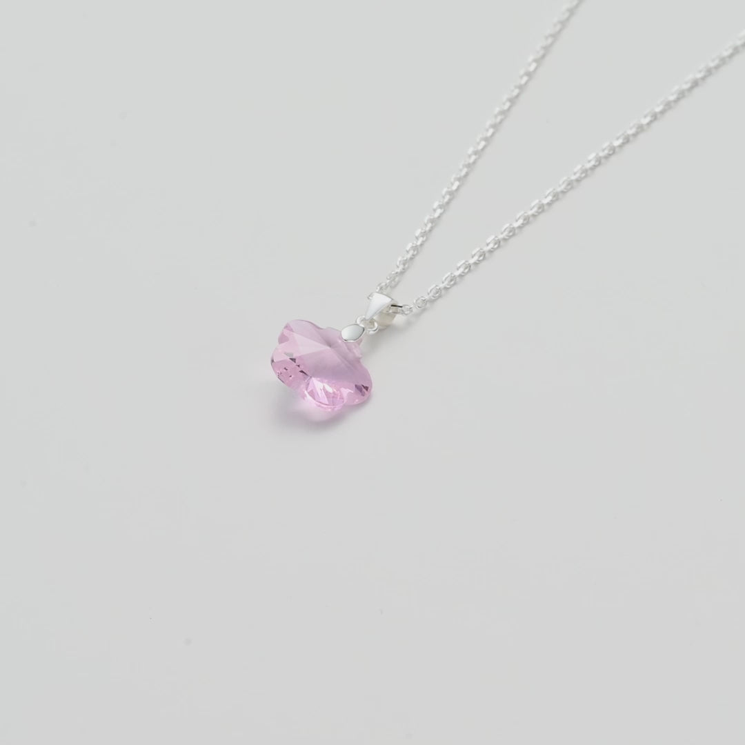 Sterling Silver Light Rose Flower Necklace Created with Zircondia® Crystals Video