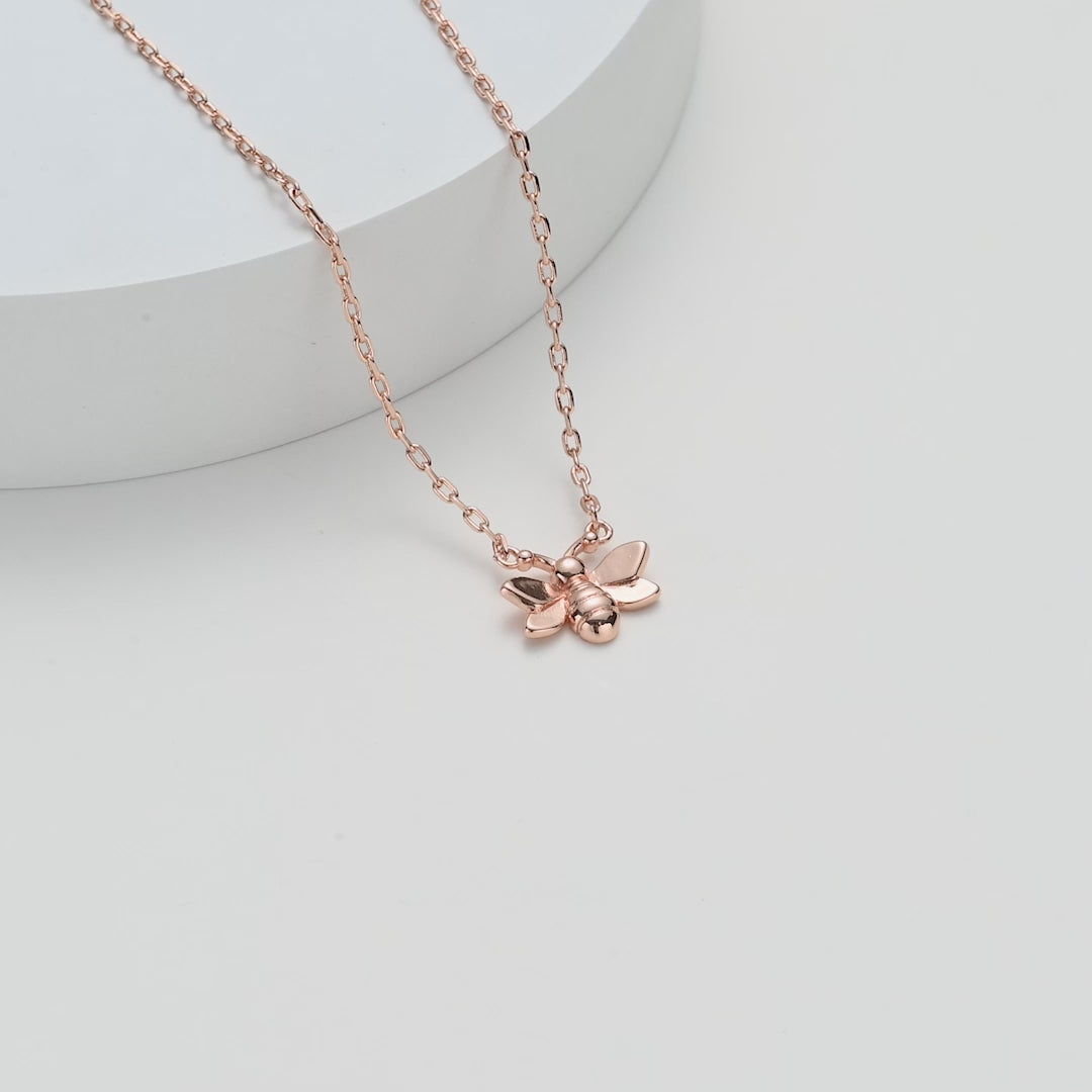 Rose Gold Plated Bumble Bee Necklace Video