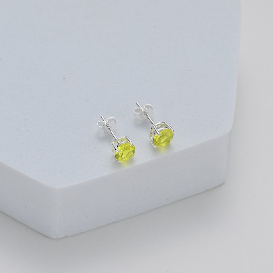 Sterling Silver Yellow Earrings Created with Zircondia® Crystals Video
