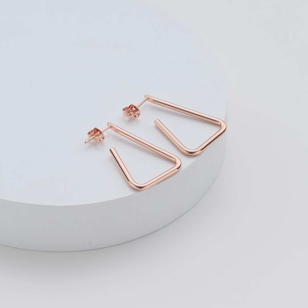 Rose Gold Plated Triangle Hoop Earrings Video
