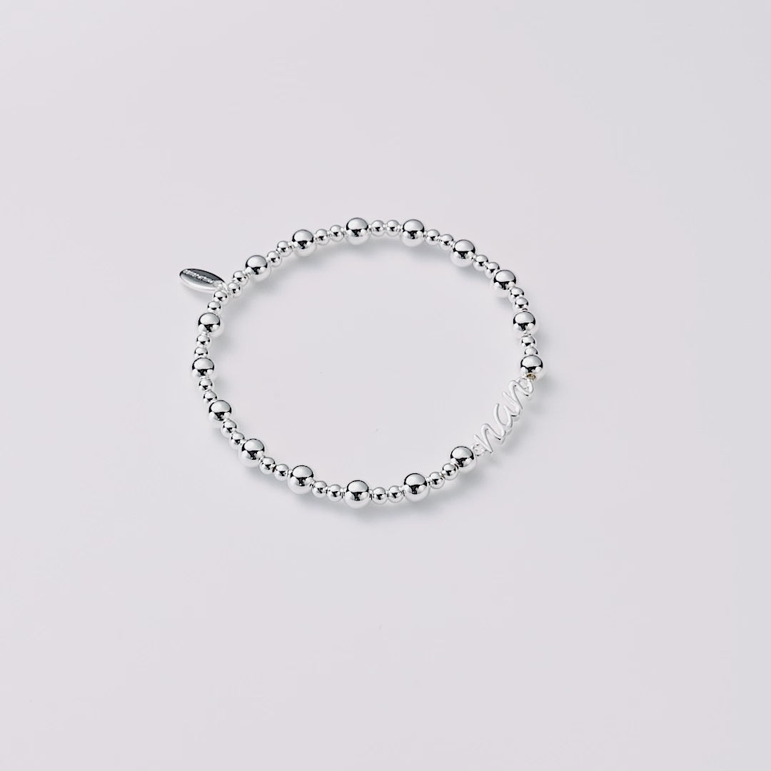 Silver Plated Nan Beaded Stretch Bracelet