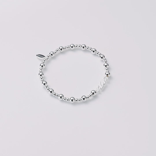 Silver Plated Nan Beaded Stretch Bracelet