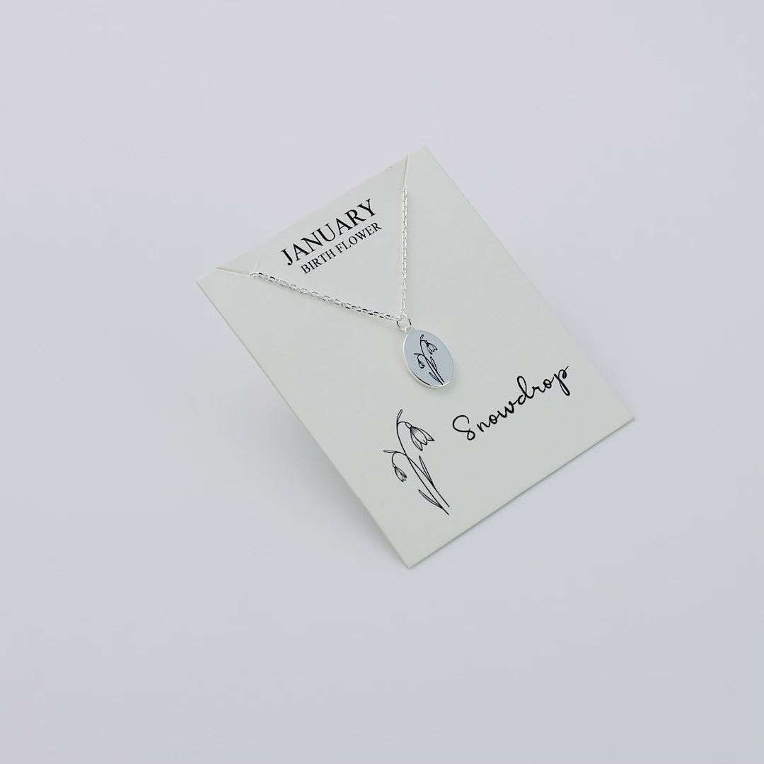 January Birth Flower Snowdrop Necklace with Card