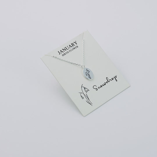 January Birth Flower Snowdrop Necklace with Card