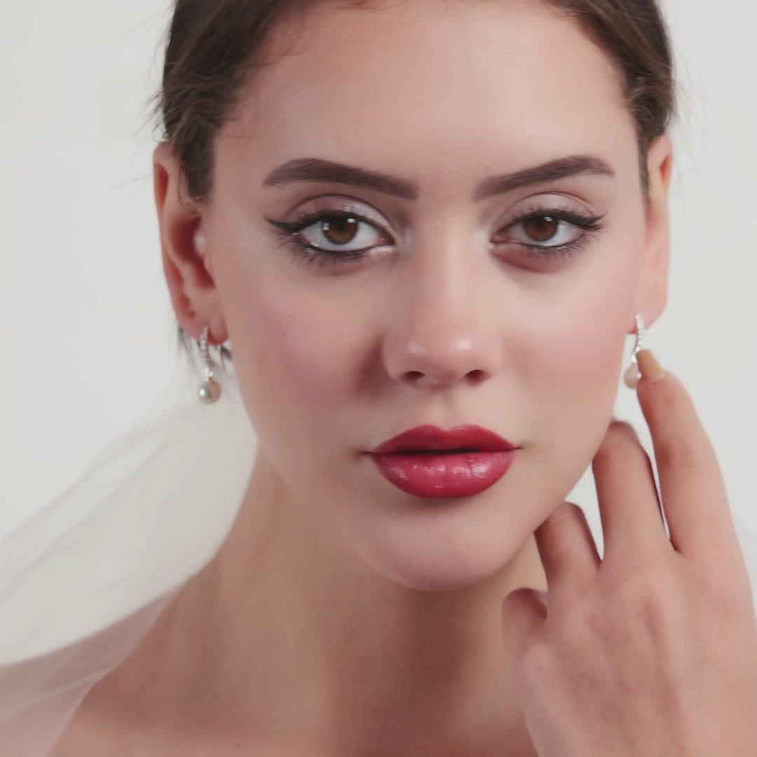 Silver Plated I Couldn't Say I Do Without You Pearl Drop Earrings Created with Zircondia® Crystals