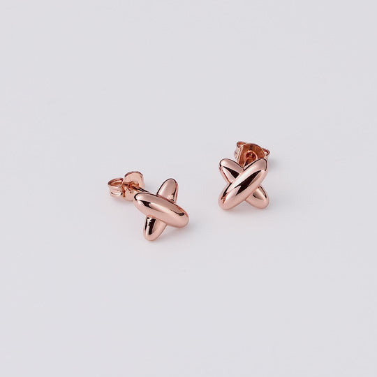 Rose Gold Plated Kiss Stud Earrings