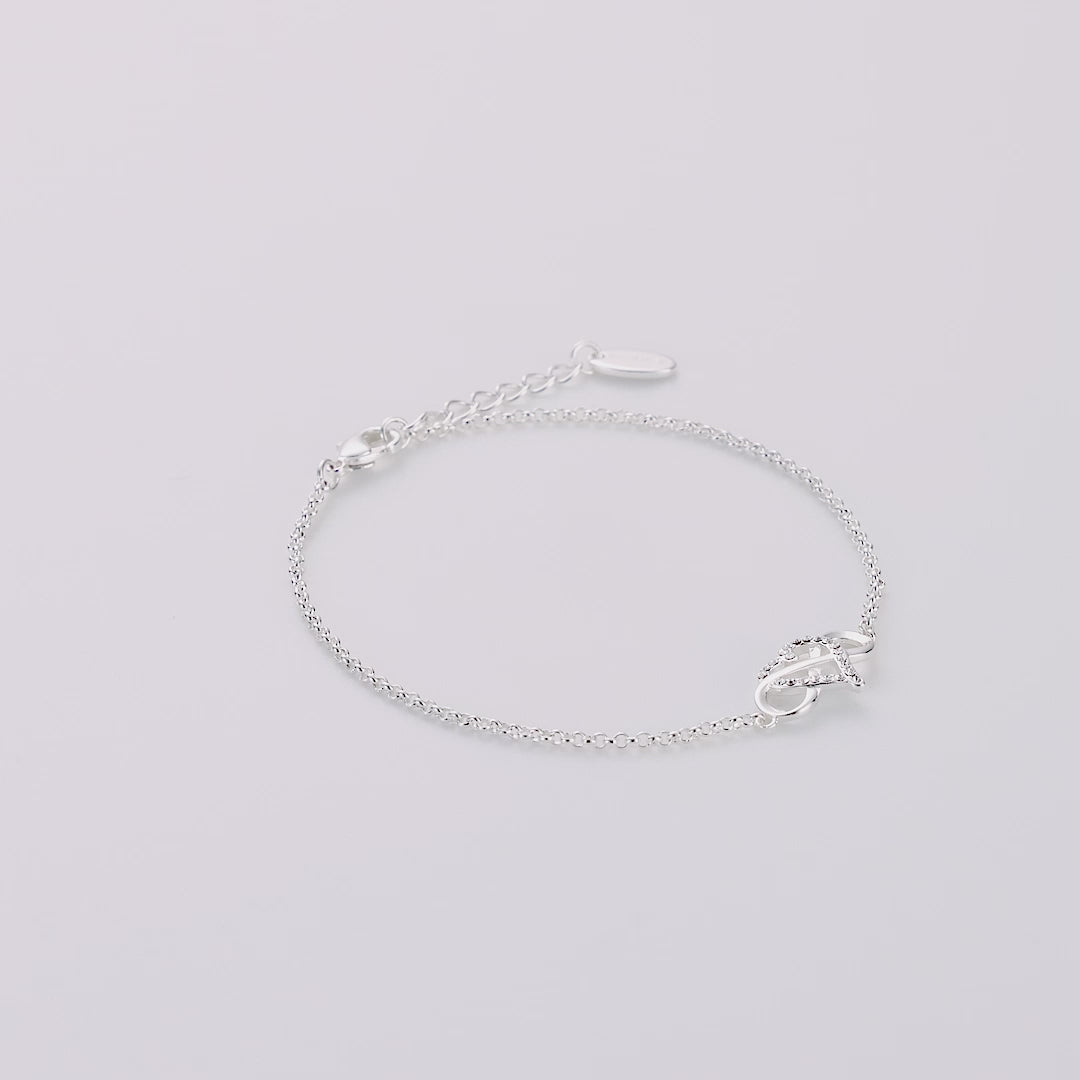 Silver Plated Infinity Heart Bracelet Created with Zircondia® Crystals