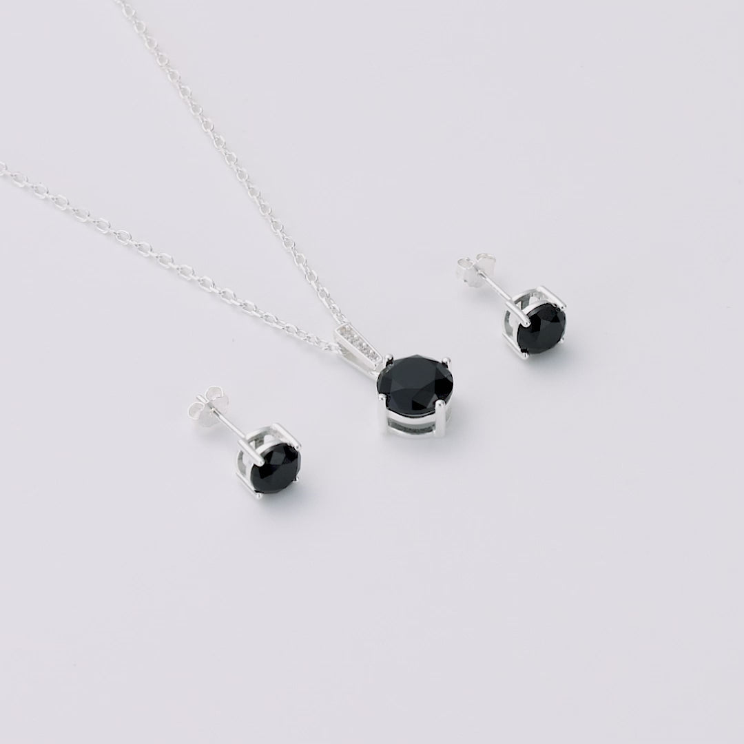 Sterling Silver Black Onyx Gemstone Set