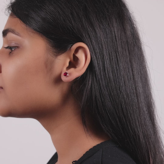 Red Stud Earrings Created with Zircondia® Crystals