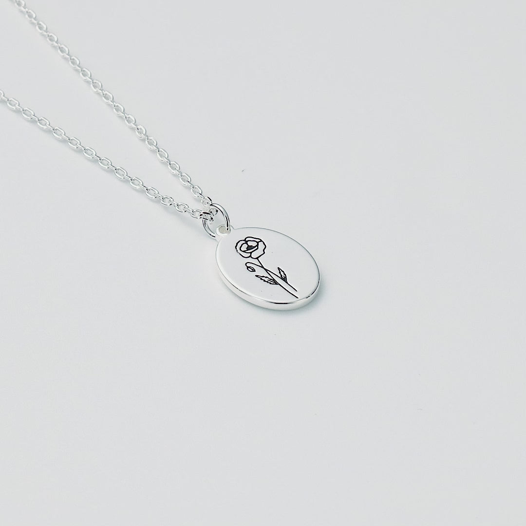 August Birth Flower Poppy Necklace