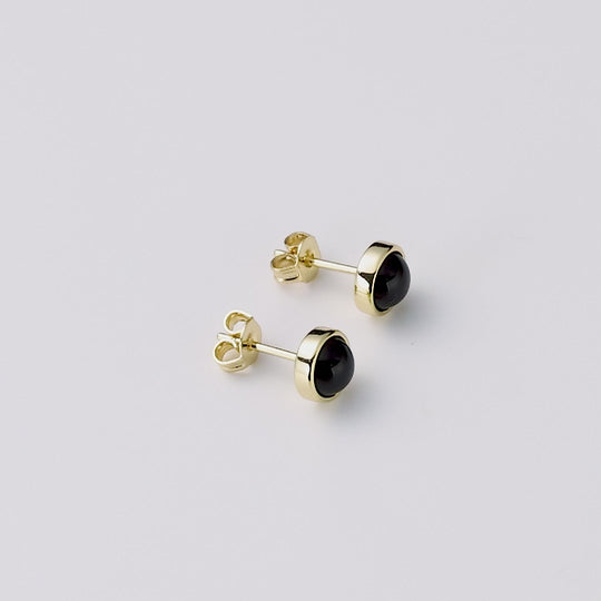 18k Gold Plated Black Onyx Stud Earrings