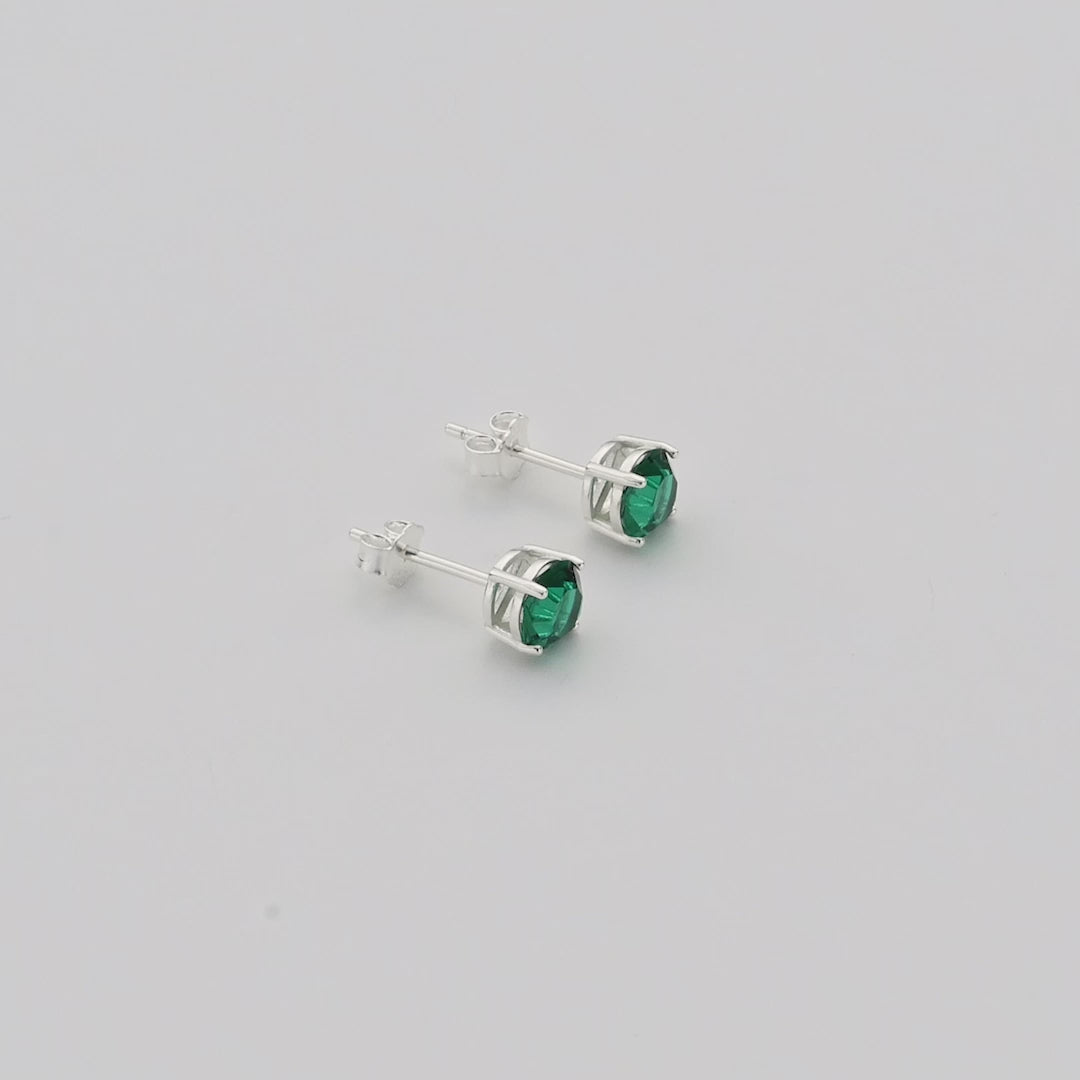 Sterling Silver May (Emerald) Birthstone Earrings Created with Zircondia® Crystals Video