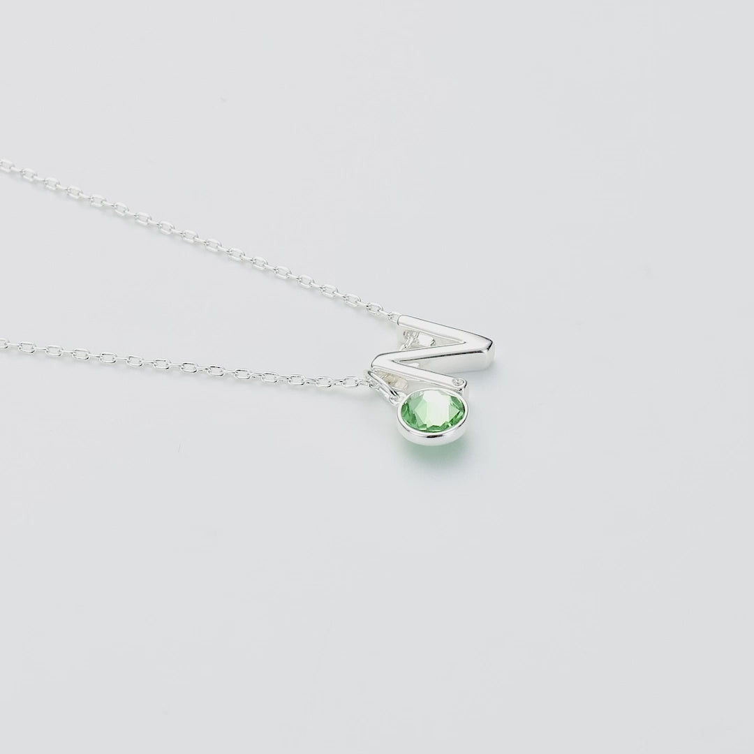 Initial N Necklace with Birthstone Charm Created with Zircondia® Crystals