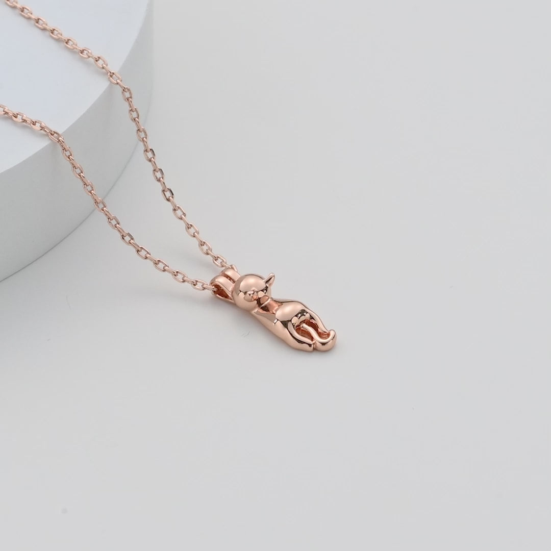 Rose Gold Plated Cat Necklace Video
