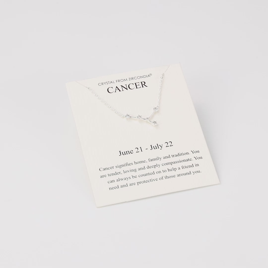 Cancer Star Sign Zodiac Constellation Necklace and Quote Card with Zircondia® Crystals