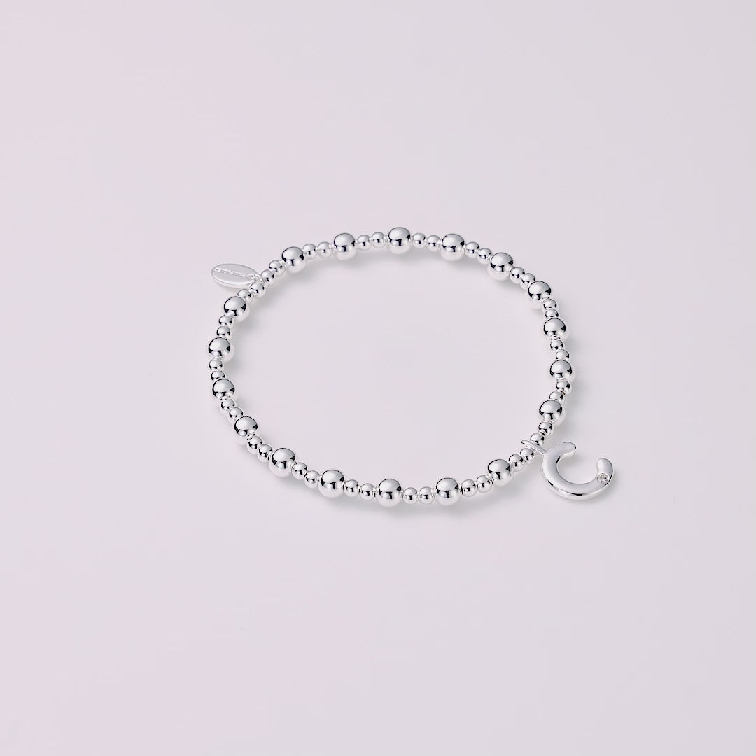 Letter C Initial Stretch Bracelet Created with Zircondia® Crystals