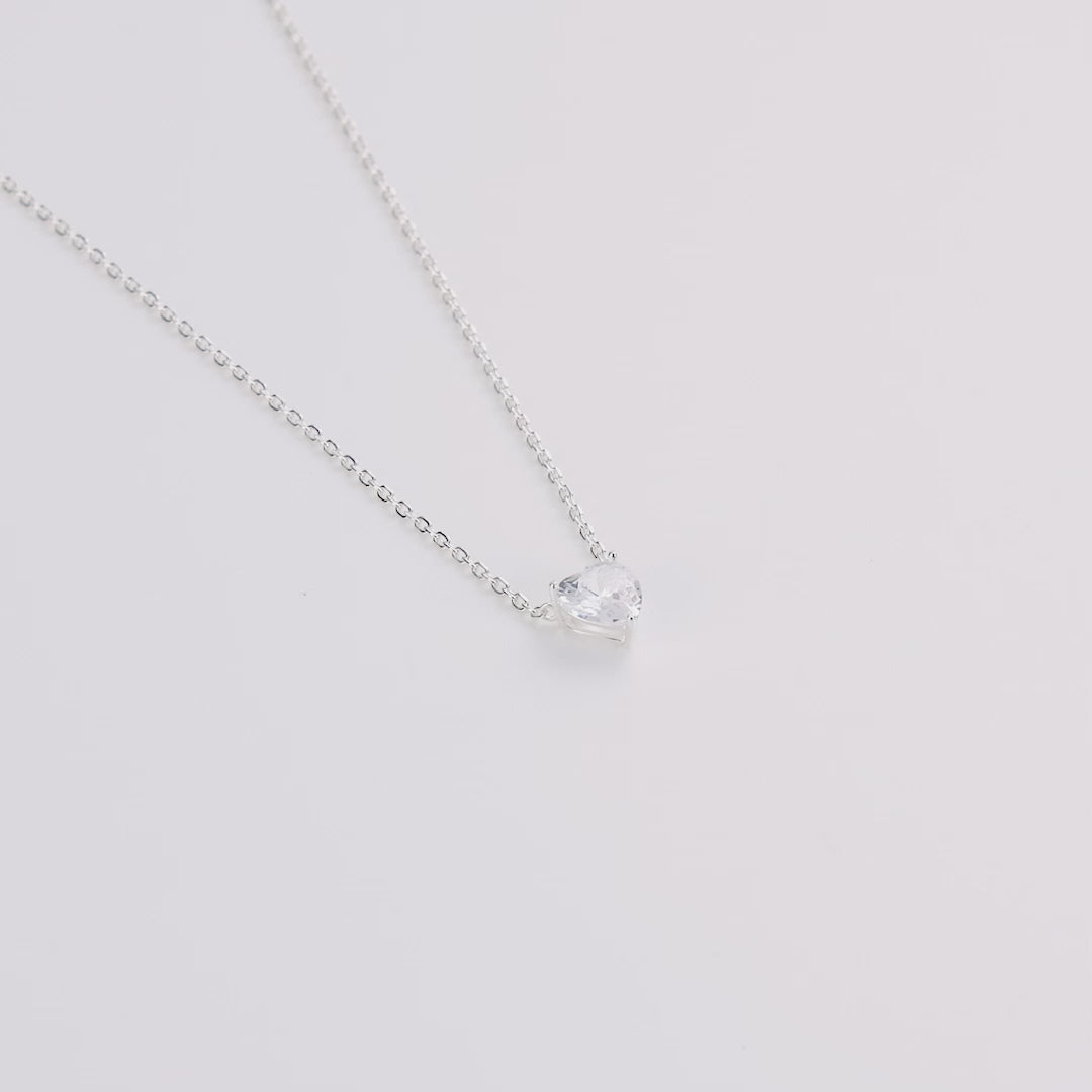 Sterling Silver Heart Solitaire Necklace Created with Zircondia® Crystals