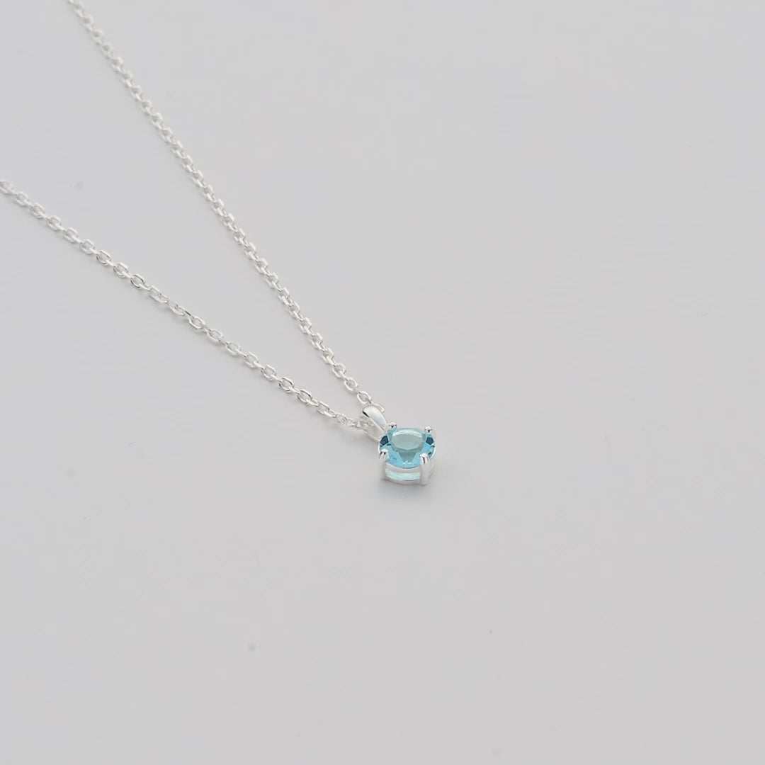 Sterling Silver March (Aquamarine) Birthstone Necklace Created with Zircondia® Crystals Video