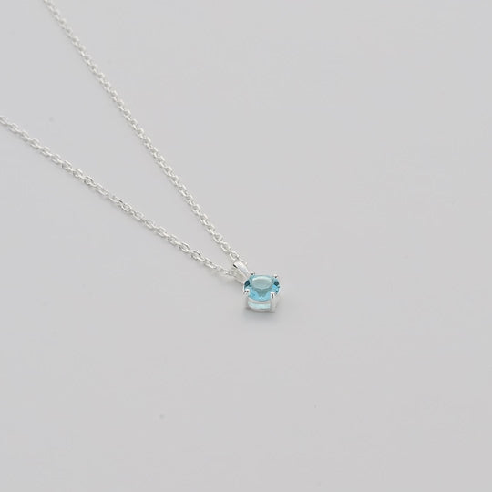 Sterling Silver March (Aquamarine) Birthstone Necklace Created with Zircondia® Crystals Video