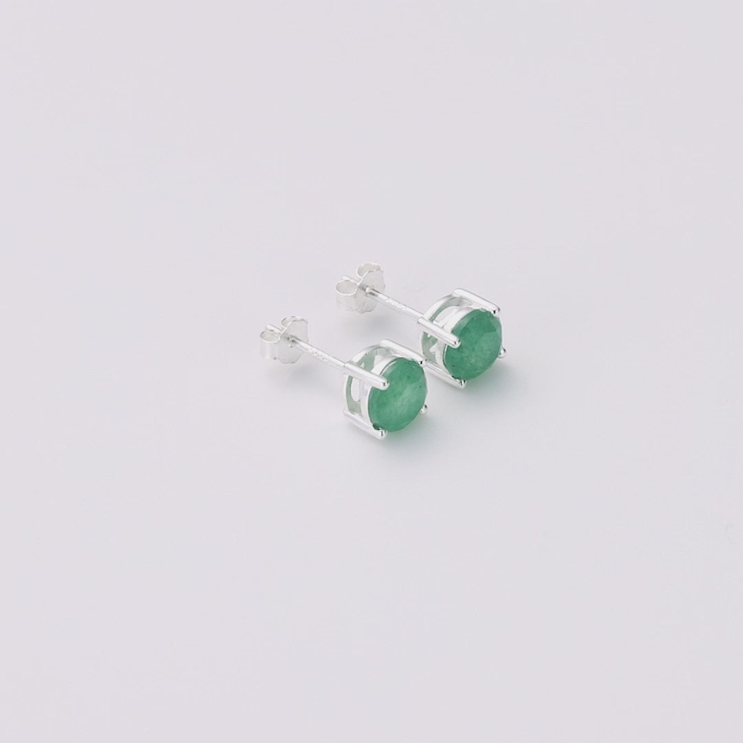 Sterling Silver Green Aventurine Gemstone Earrings