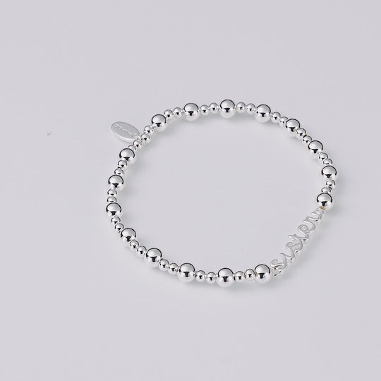 Silver Plated Sister Beaded Stretch Bracelet
