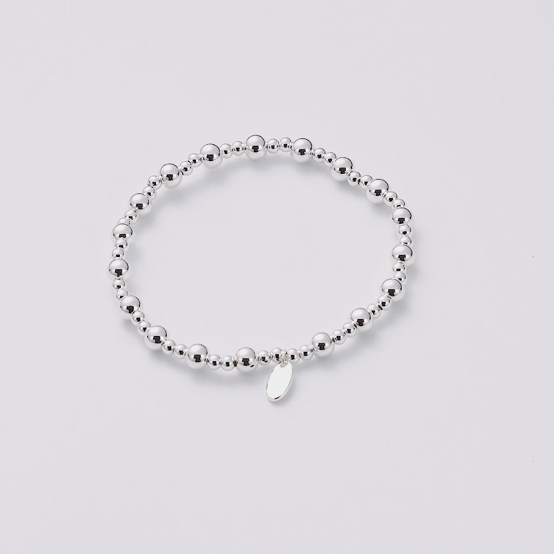 Silver Plated Beaded Stretch Bracelet