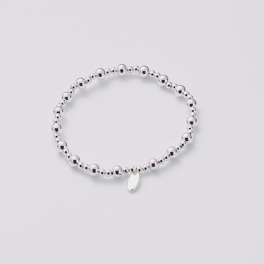 Silver Plated Beaded Stretch Bracelet