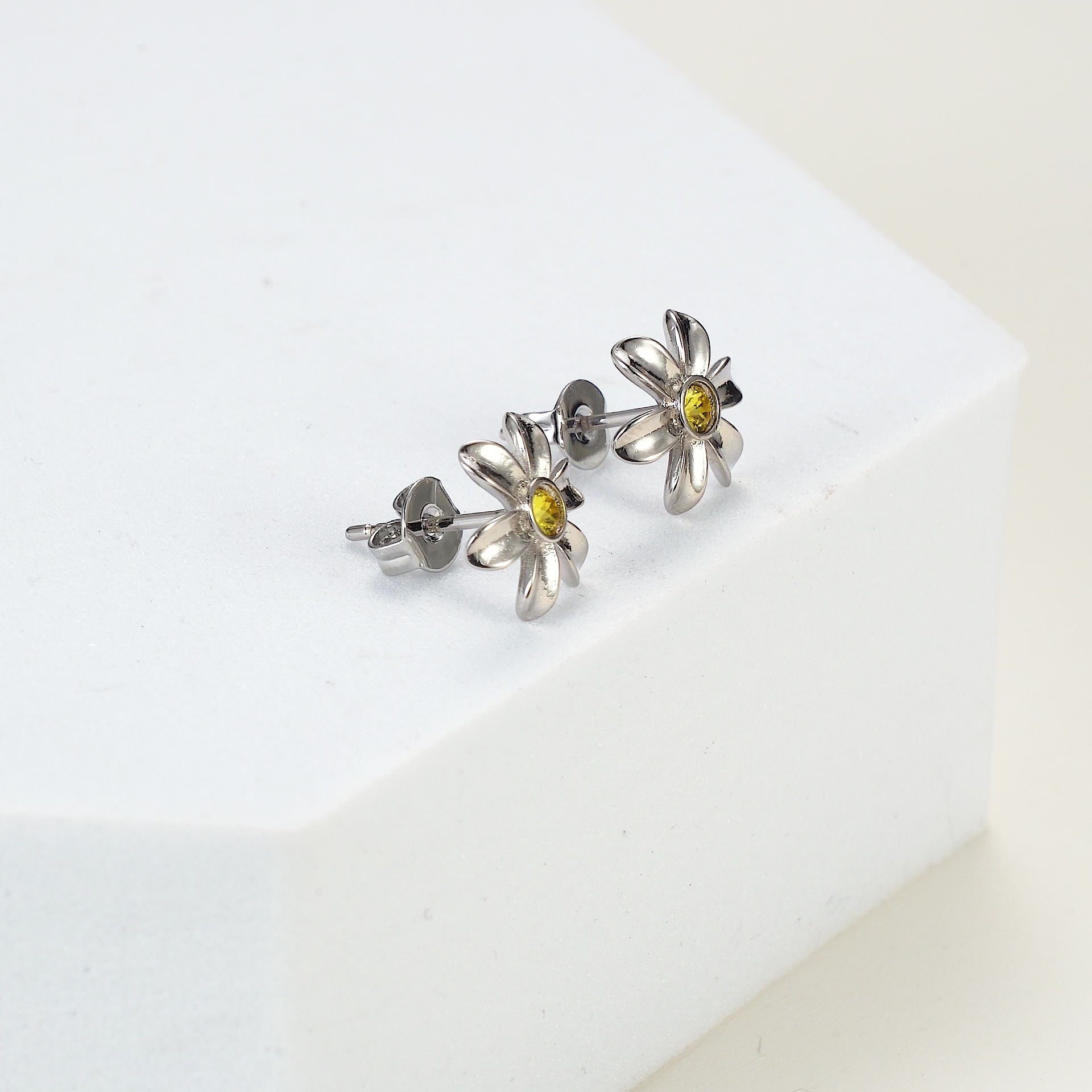 Daisy Crystal Earrings Created with Zircondia® Crystals