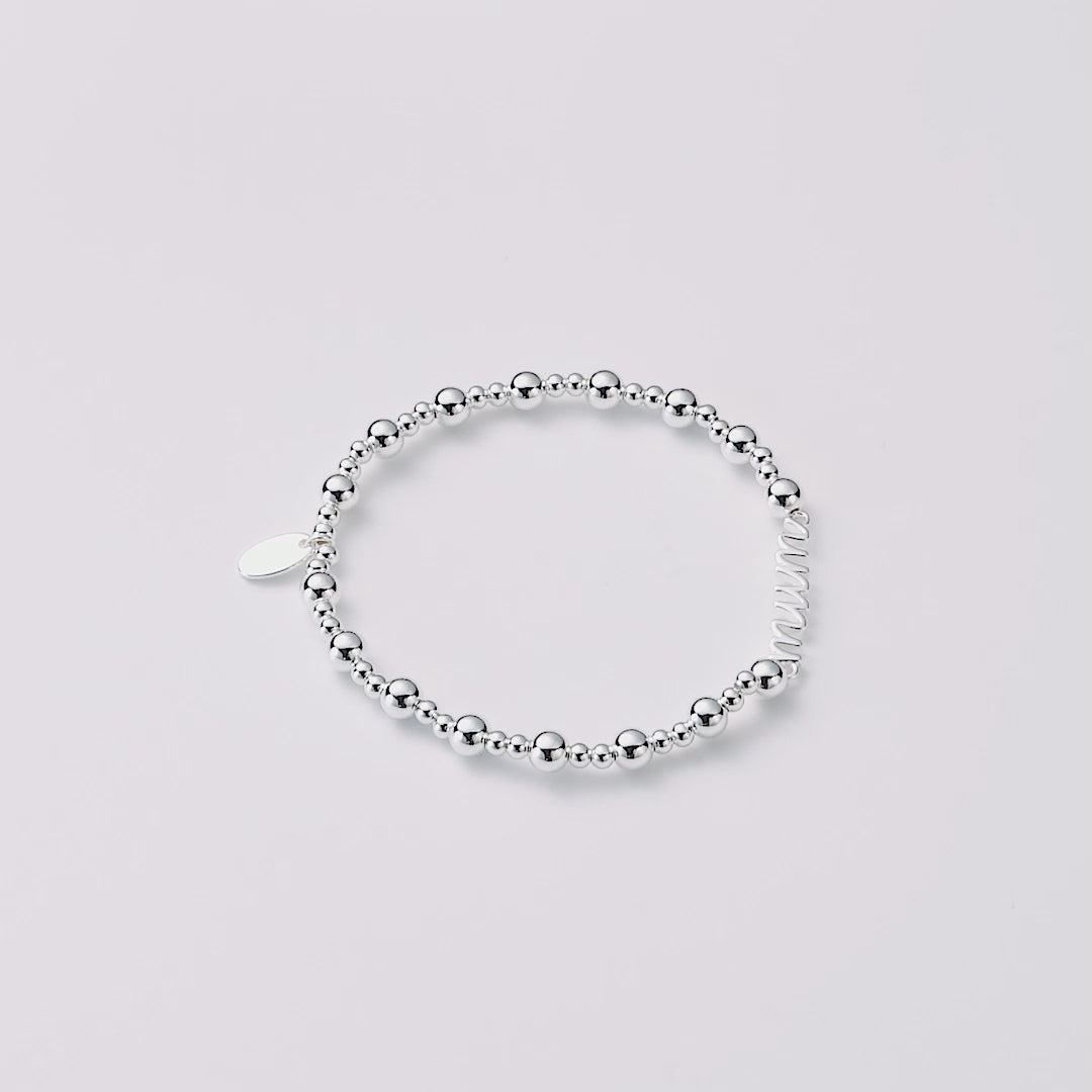 Silver Plated Mum Beaded Stretch Bracelet